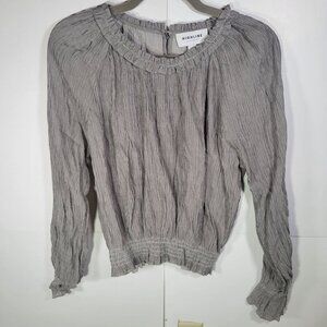 Highline Collective Women Rayon Blend Gray Long Sleeve Ruffle Hem Top Size S/P
